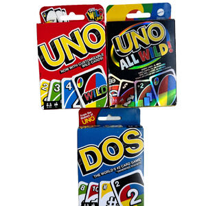 "Uno Family” Card Games, Lot of 3 NEW w/ Sealed Decks for Family Game Night Fun